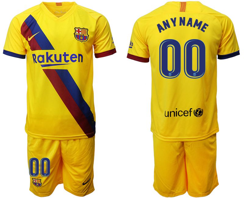 Men 2019-2020 club Barcelona away customized yellow Soccer Jerseys